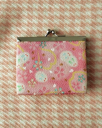 Pink floral coin case purse